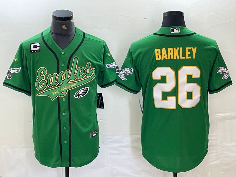 Men Philadelphia Eagles #26 Barkley Green 2024 Nike Co branded NFL Jersey style 3